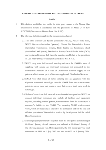 methodology and main assumptions used for tariff calculation