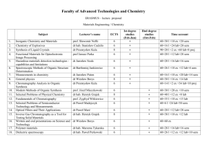 ECTS Faculty of Advanced Technologies and Chemistry course