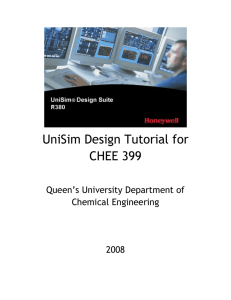 UNISIM Tutorial - Chemical Engineering