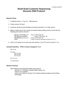 Small Scale Customer Sequencing Genomic DNA Protocol