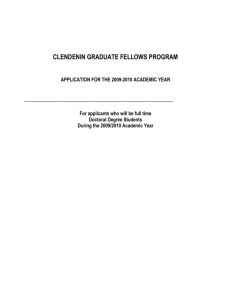Doctoral Scholarship Application for the 2009/2010 Academic Year