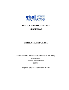 THE SOS-CHROMOTEST KIT VERSION 6.3 INSTRUCTIONS FOR