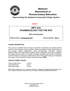 RPT 214 Pharmacology for the RCP
