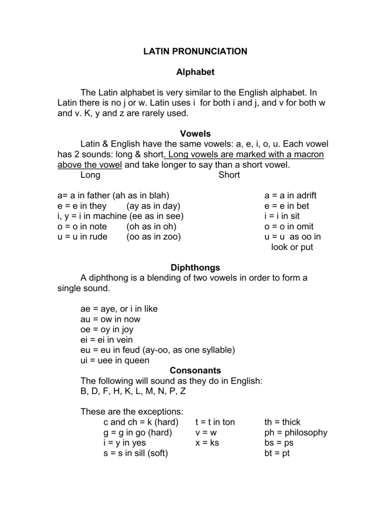 Latin Pronunciation Revised