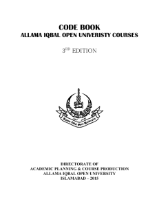 code book 2015 complete - Allama Iqbal Open University