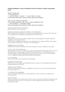Standard Qualitative Course Evaluation Form for the Master`s