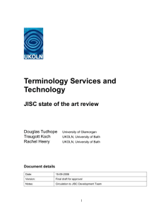 JISC State-of-the-art Study on Terminology Services and Technology