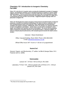 Chemistry 121: Introduction to Inorganic Chemistry