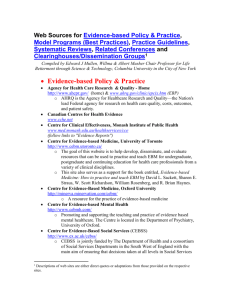 Web Sources for Evidence-based Policy & Practice, Model Programs