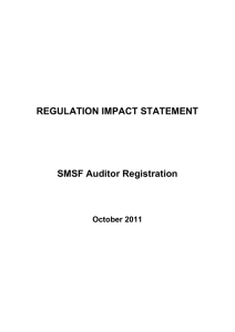 SMSF Auditor Registration RIS - Best Practice Regulation Updates