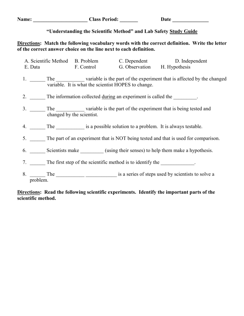 Scientific Method Practice Worksheet