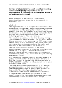 Review of educational research on virtual learning environments