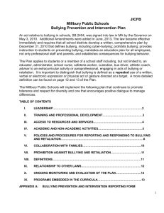 Bullying Prevention and Intervention Plan