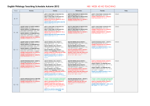 English Philology Teaching Schedule Autumn 2012 NB! WEEK 43