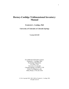 Horney-Coolidge Tridimensional Inventory