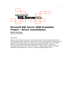 Microsoft SQL Server Scalability Project White Paper 1 – Basic