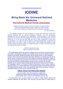 IODINE Bring Back the Universal Nutrient Medicine International