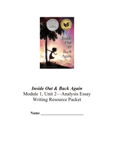 Inside Out & Back Again Module 1, Unit 2—Analysis Essay Writing