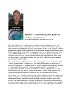 Advances in Understanding Down Syndrome by Dr. David L
