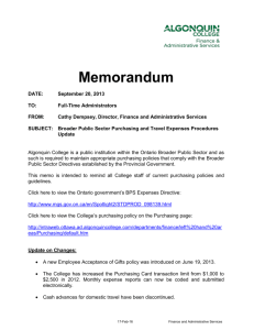 2013-09-20 Memo Broader Public Sector Purchasing and Travel