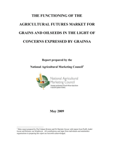 Functioning of the Agricultural Futures Market in South Africa