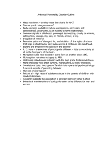 Antisocial Personality Disorder Outline