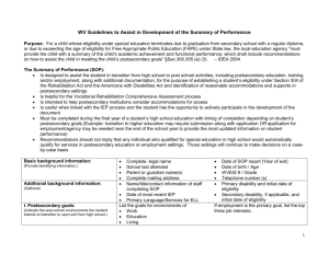 Summary of Performance: Guidelines to Assist in Development of