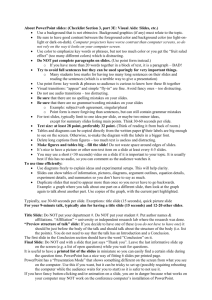 Checklist Section 3, part 3F: Visual Aids: Slides, etc