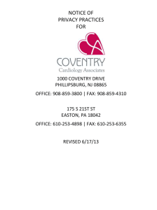Notice of Privacy Practice - Coventry Cardiology Associates