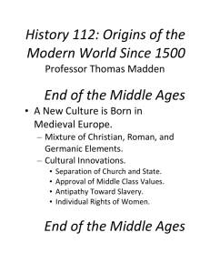 History 112: Origins of the Modern World Since 1500