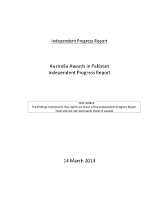 Australia Awards in Pakistan Independent Progress Report