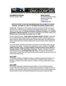 for immediate release - Canadian Association of Radiation Oncology