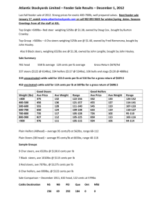 Feeder Sale Summary — December 1, 2012