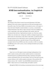 RMB Internationalization: An Empirical and Policy Analysis