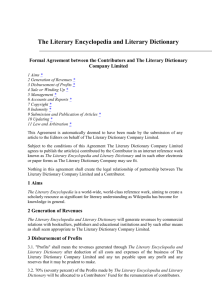 Literary Dictionary - Formal Agreement with Contributors