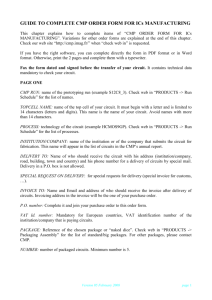 COMPLETING « CMP ORDER FORM FOR ICs MANUFACTURING »