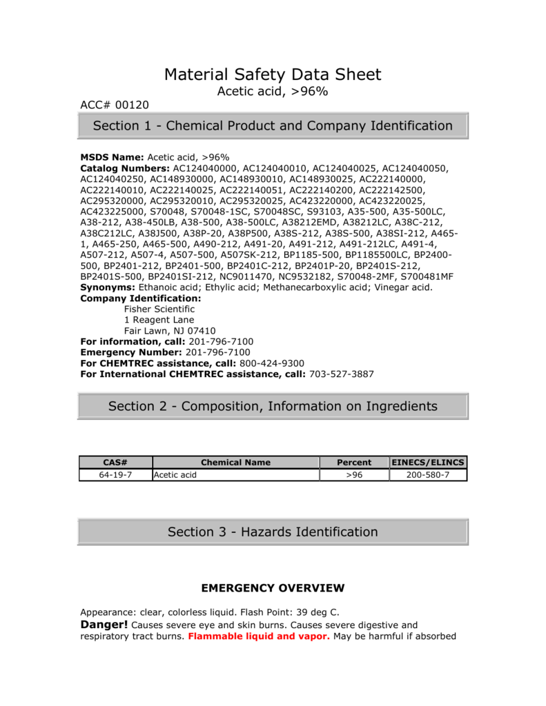 PPT Material Safety Data Sheet Of Acetic Acid PowerPoint, 46% OFF