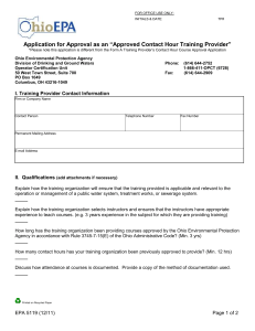 Ohio EPA Application to be an Approved Training Provider