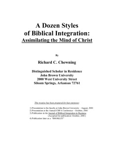 A Dozen Styles of Biblical Integration