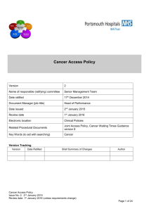 Cancer Access Policy - Portsmouth Hospitals Trust