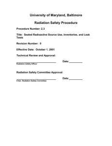 procedure xx, sealed radioactive source use, inventories and leak