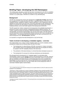 Project plan: developing the DOI metadata registry