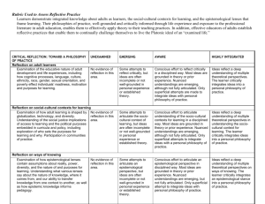Rubric - Building on the Evidence of Reflective Practice