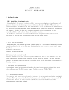 CHAPTER III REVIEW RESEARCH 1 Authentication 3.1.1 Definition