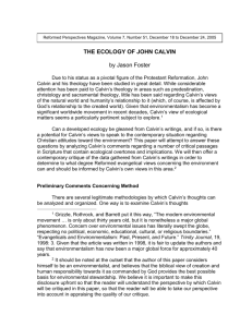 THE ECOLOGY OF JOHN CALVIN - Reformed Perspectives Magazine