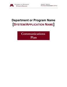 Communications Plan - University Services