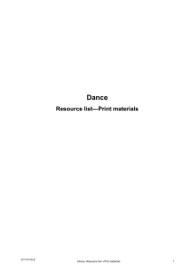 Dance Resource List Print Materials