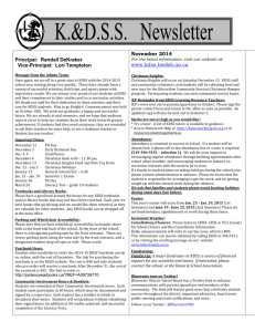 Nov 2014 Newsletter - Kincardine District Secondary School