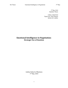 Emotional Intelligence in Negotiation