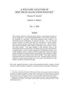 A Welfare Analysis of Spectrum Allocation Policies - Gmu